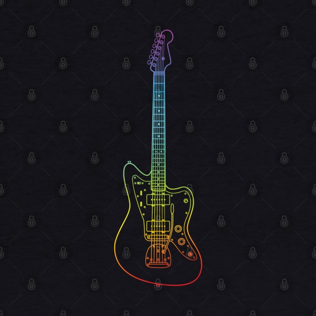 Offset Style Electric Guitar Colorful Outline by nightsworthy